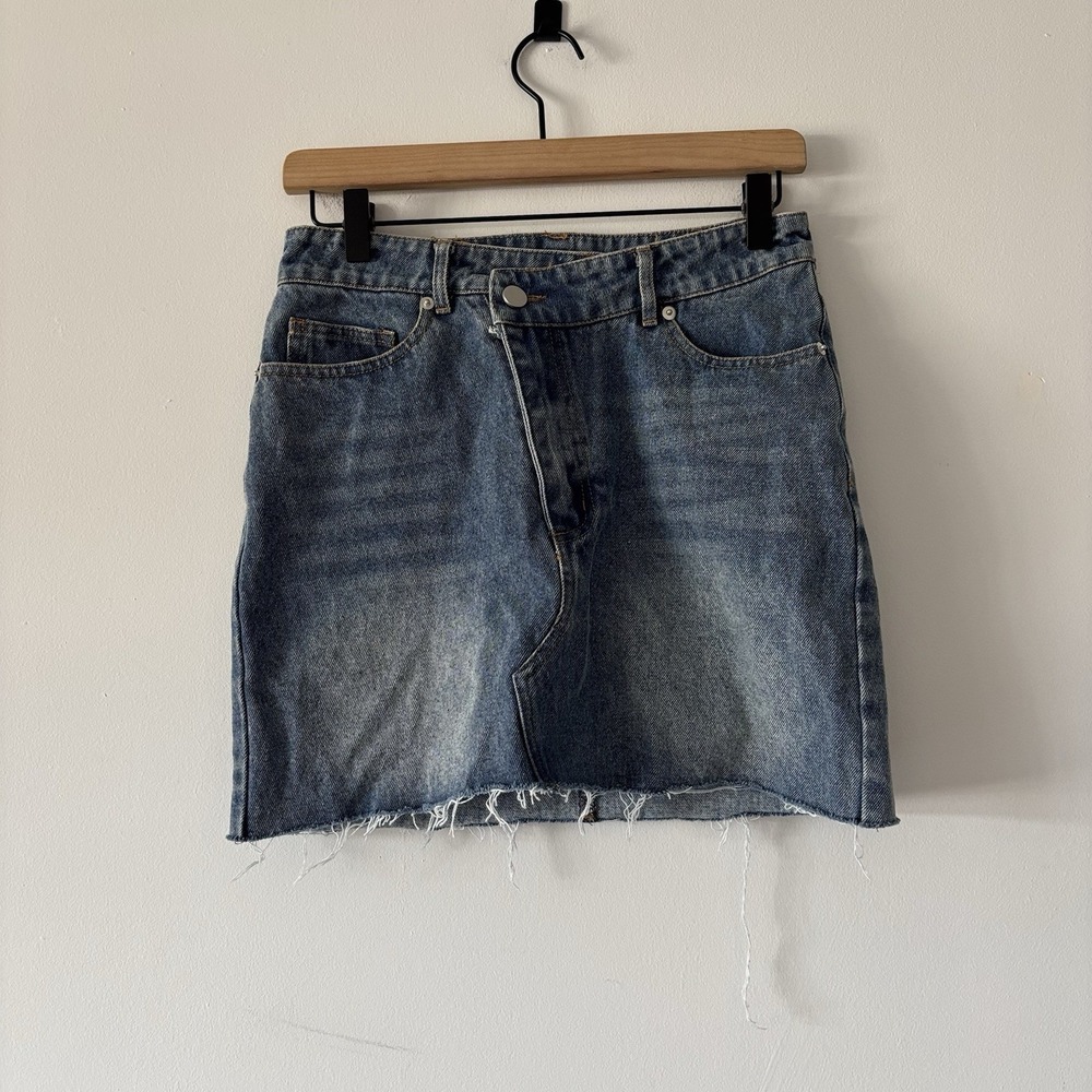 Karlie Womens Denim Jean Skirt Size Small Distressed Western Boho Festival NWT